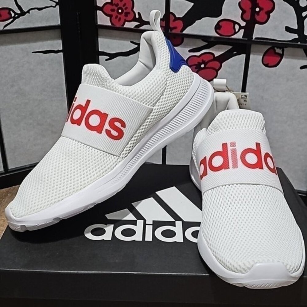 Adidas Lite Racer White Red Shoes Size 9‎ New - Picture 4 of 10